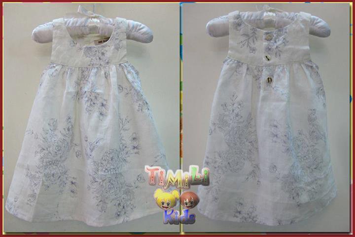 Đầm Linen hoa bé gái màu trắng sữa, hàng xuất Châu Âu, made in vietnam.
