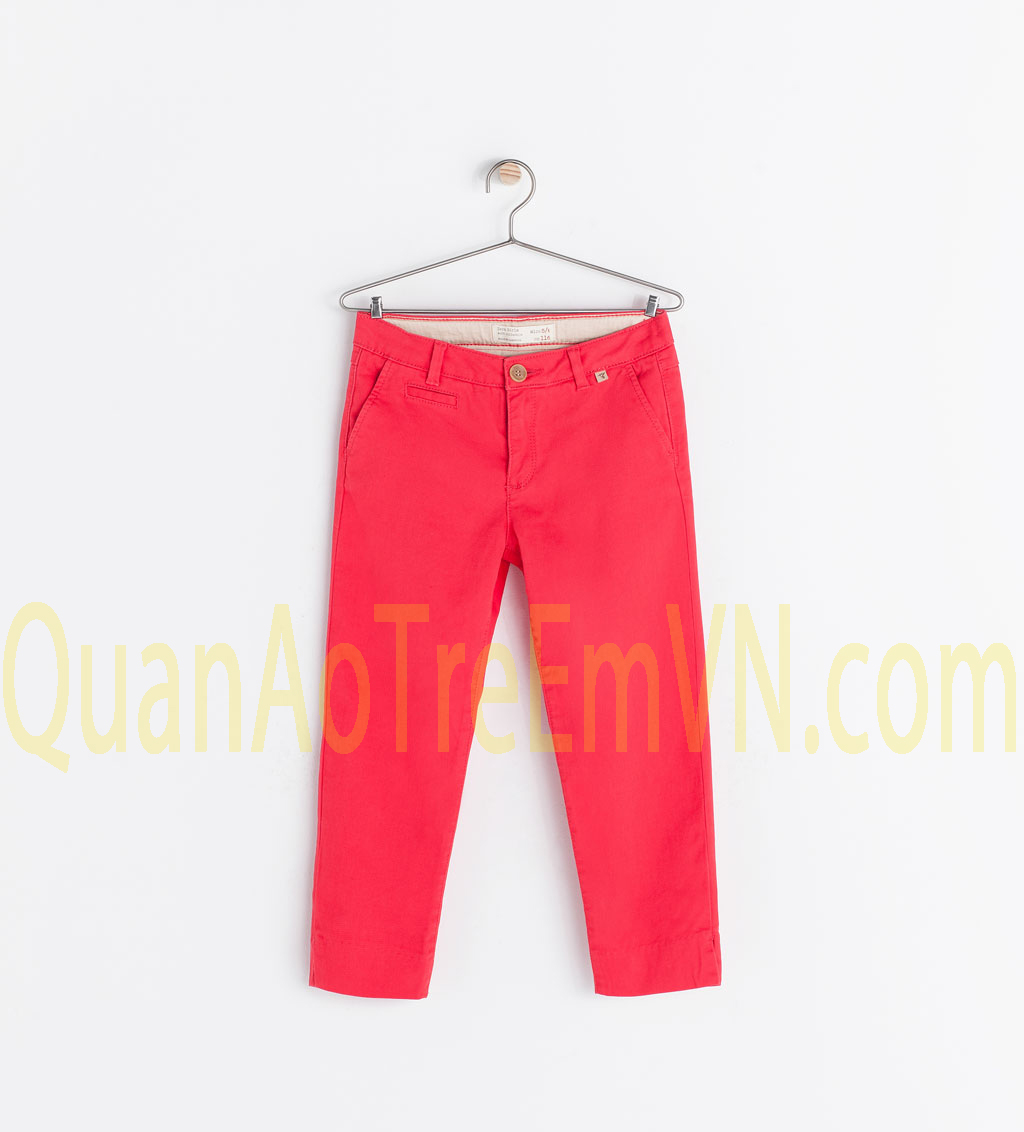 Quần trouser Zara bé gái, hàng xuất, made in cambodia. Size 9-10 Year, 11-12 Year, màu đỏ cam.