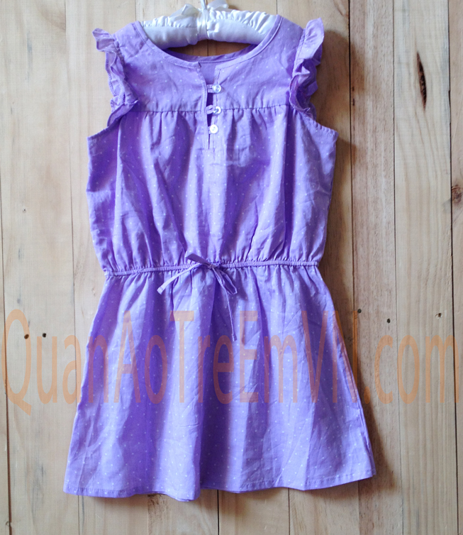 Đầm bé gái vải cotton 725 Originals, hàng xuất dư, made in vietnam, màu tím cà.