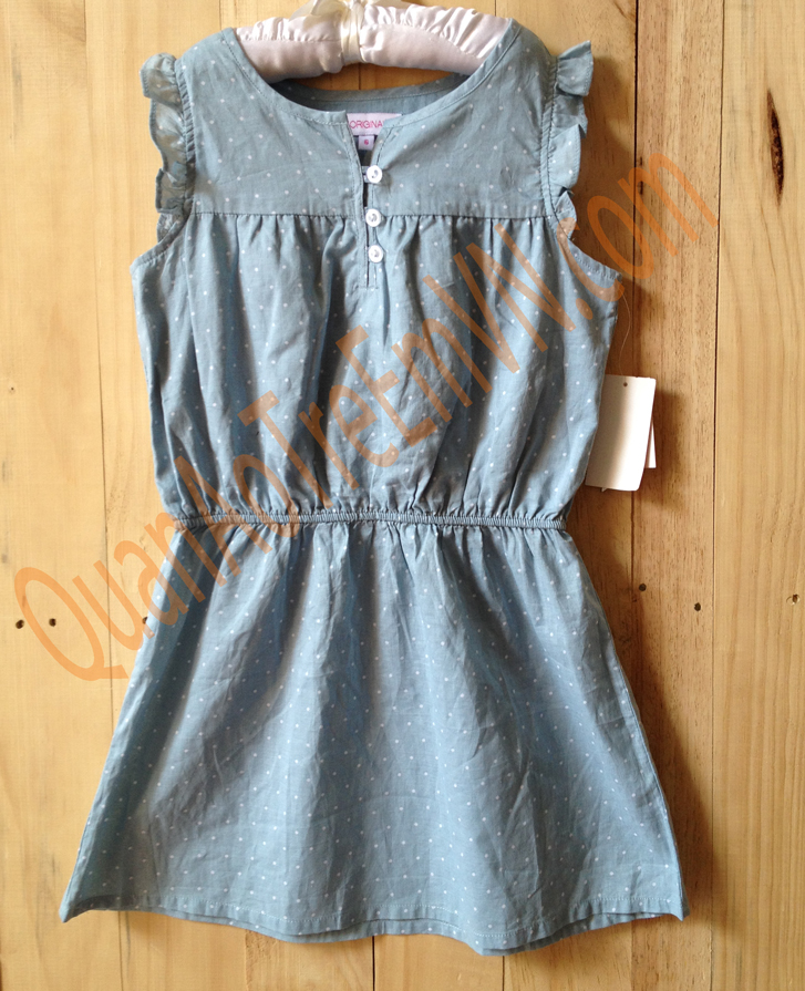 Đầm bé gái vải cotton 725 Originals, hàng xuất dư, made in vietnam, màu xanh pastel.