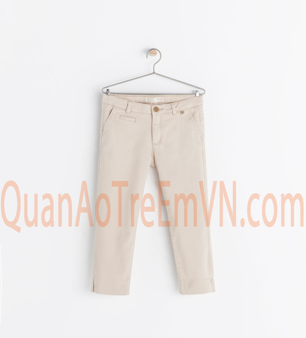 Quần trouser Zara bé gái, hàng xuất, made in cambodia. Size từ 9-10Y đến 13-14Y, màu kem.